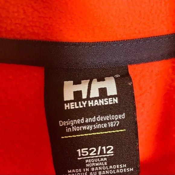 HELLY HANSEN EUC GIRLS ORANGE ZIP FLEECE TOP JACKET CARDIGAN SHIRT SIZE 12 - Picture 2 of 6